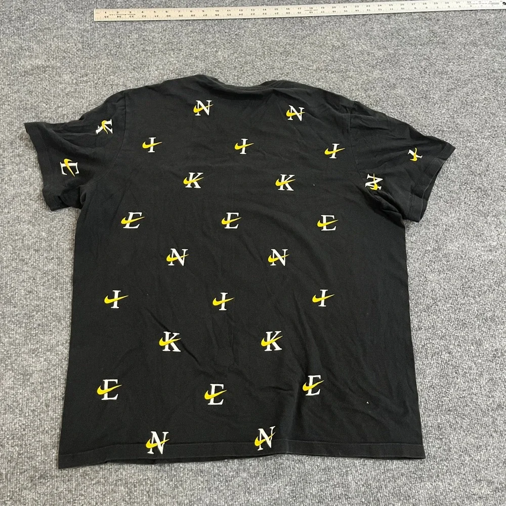 Nike T-Shirt Mens Size XL Black All Over Print Logo Graphic Cotton Short Sleeve